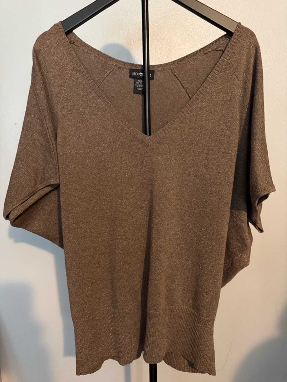 Lane Bryant Shimmery Brown Knit Top with Metallic Thread